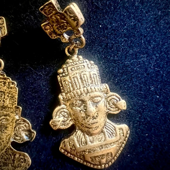 Tribal Inca Aztec Dangling Earrings 2.25” - Picture 5 of 7